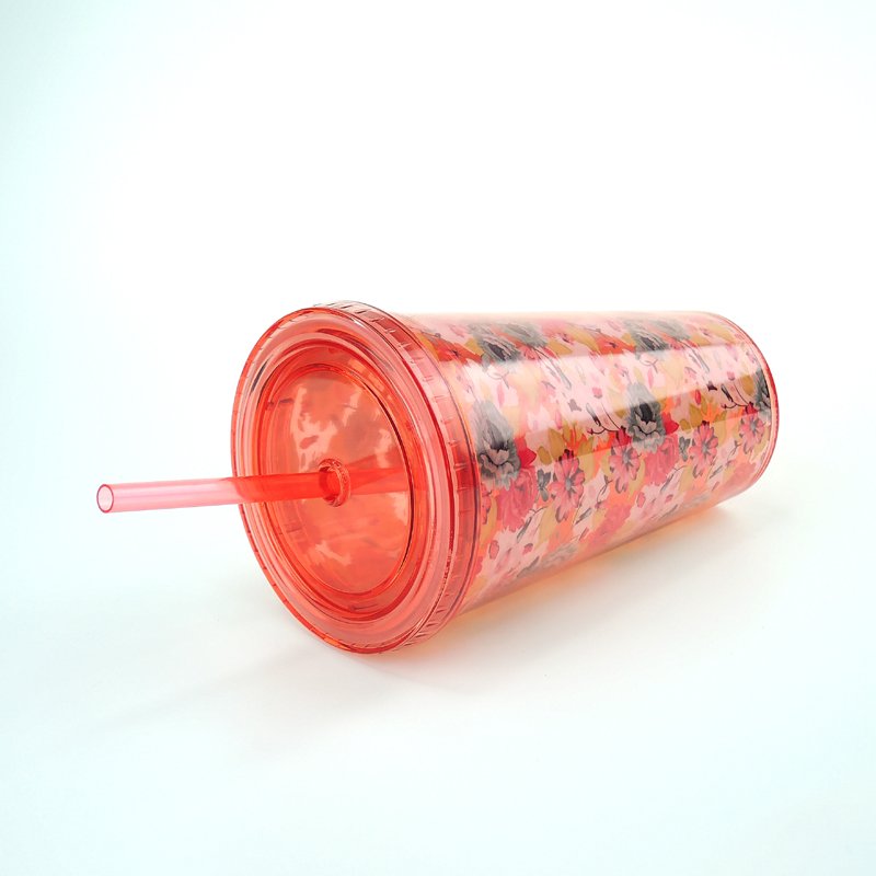 Wholesale 24 Oz Clear Tritan Halloween Coffee mugs Double Wall Tumbler Cups With Straw