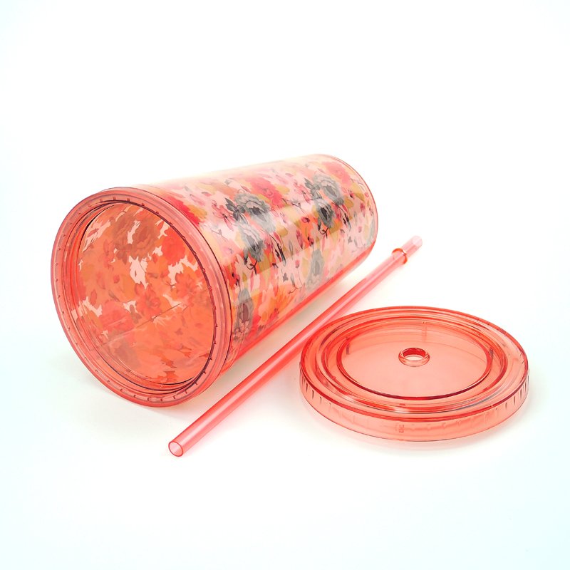 Wholesale 24 Oz Clear Tritan Halloween Coffee mugs Double Wall Tumbler Cups With Straw