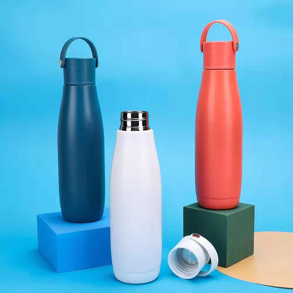 Double Vacuum Insulation Stainless Steel Water Bottle BPA Free Leak-Proof Hanging Hoop Portable Sports Water Bottle for Hot
