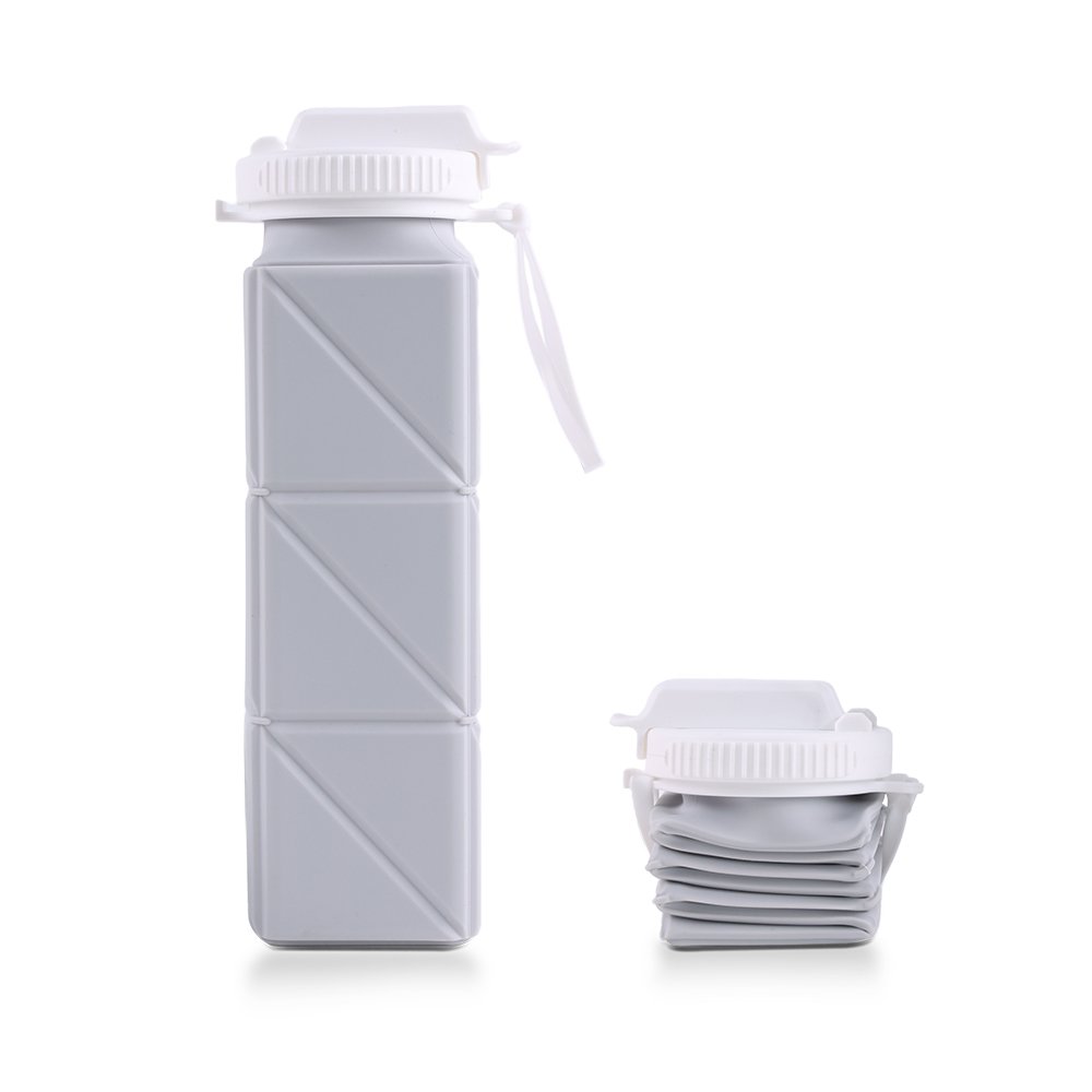 Portable Retractable Camping Eco-friendly Drinking Cups Custom Logo 620ml Silicon Folding Water Bottle Collapsible With Straw