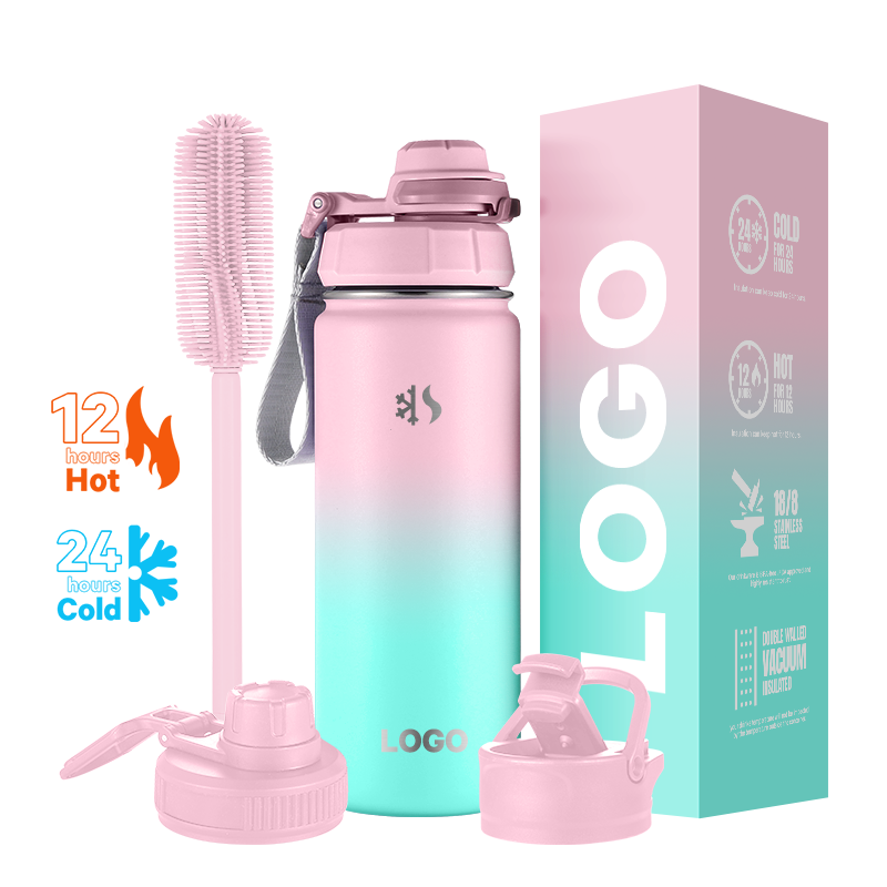 Custom Logo stainless steel insulated vacuum flasks with wide mouth water bottle 32oz 40oz stainless steel sports bottle