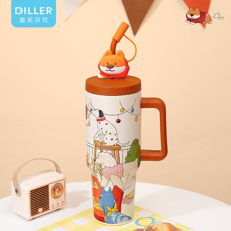 DILLER 40oz 1200ml High Quality Durable Printed Grip Stainless Steel Insulated Mug eco-friendly thermos tumbler cup RTS