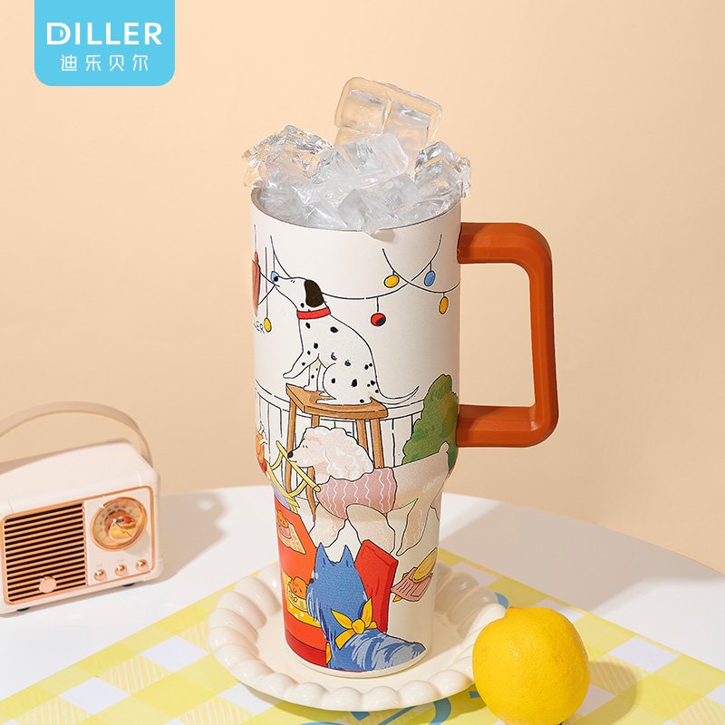 DILLER 40oz 1200ml High Quality Durable Printed Grip Stainless Steel Insulated Mug eco-friendly thermos tumbler cup RTS