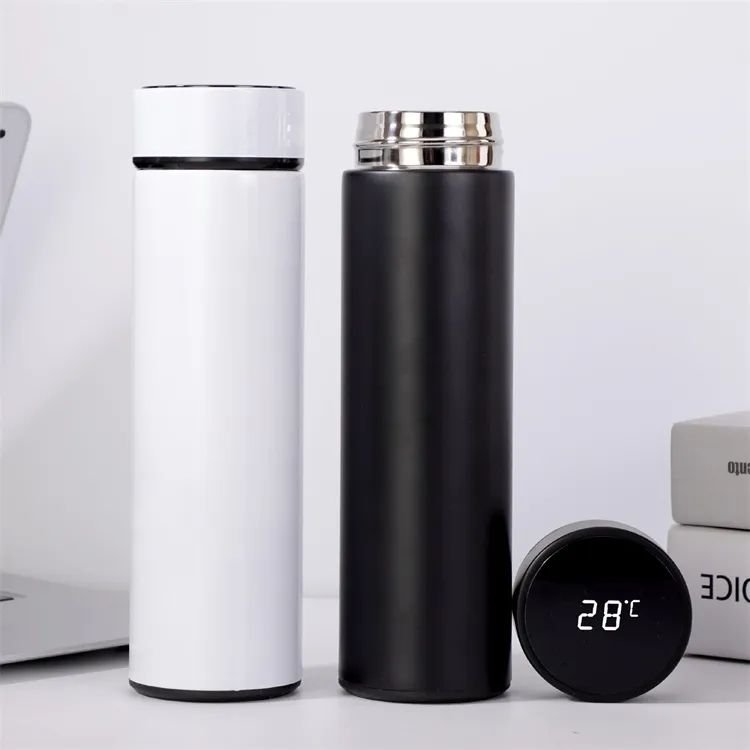 Stainless Steel Thermos Vacuum Flasks Temperature LED Display Straight Cup
