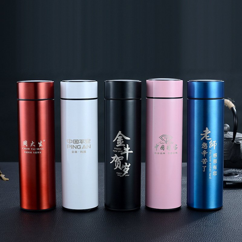Stainless Steel Thermos Vacuum Flasks Temperature LED Display Straight Cup