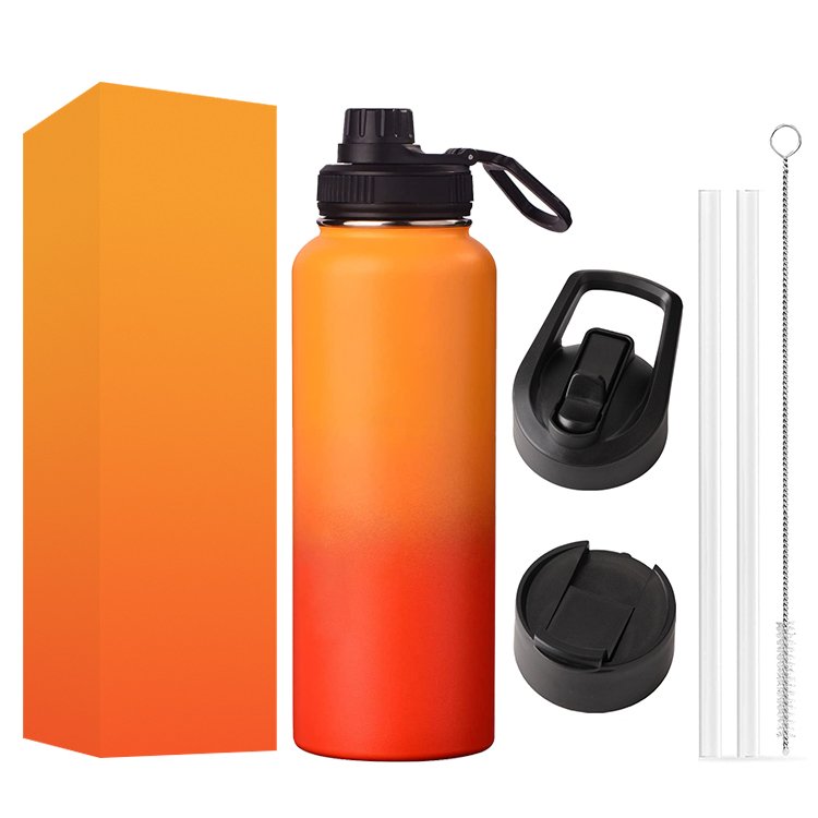 Orange 64 Oz 40Oz Tea Flasks Vacuum Flask Design Thermoses Large Stainless Steel Double Insulated Water Bottles With Phone Mount