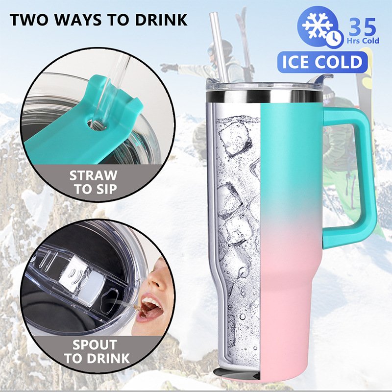 Dishware Safe 2024 New Style Colorful Stainless Steel 304 Double Wall 40oz Handle Mug With Company Logo