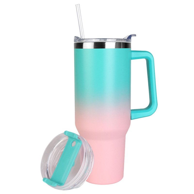 Dishware Safe 2024 New Style Colorful Stainless Steel 304 Double Wall 40oz Handle Mug With Company Logo