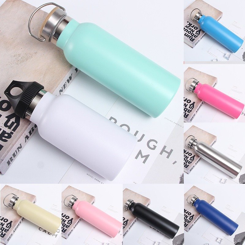 MSH Travel Wide Mouth Mugs Camping Double Wall Insulated Water Bottle With Bamboo Lid