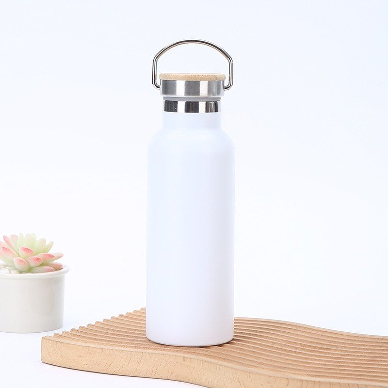 MSH Travel Wide Mouth Mugs Camping Double Wall Insulated Water Bottle With Bamboo Lid