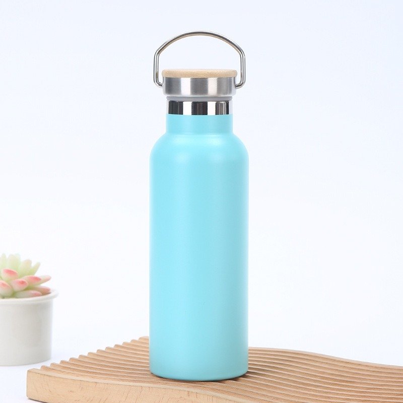 MSH Travel Wide Mouth Mugs Camping Double Wall Insulated Water Bottle With Bamboo Lid