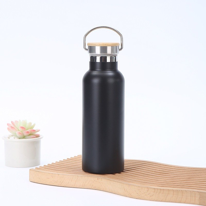MSH Travel Wide Mouth Mugs Camping Double Wall Insulated Water Bottle With Bamboo Lid