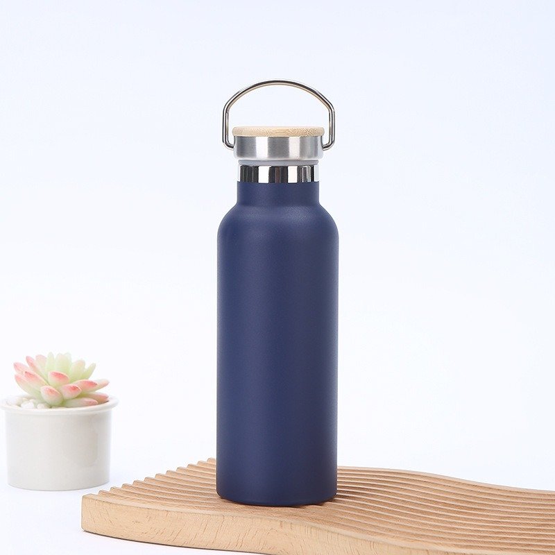 MSH Travel Wide Mouth Mugs Camping Double Wall Insulated Water Bottle With Bamboo Lid