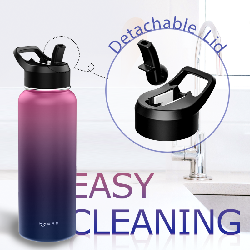 Custom Stainless Steel 32 40 64ozWater Bottle Double Wall Vacuum Flask Thermos Insulated Water Bottle with Straw