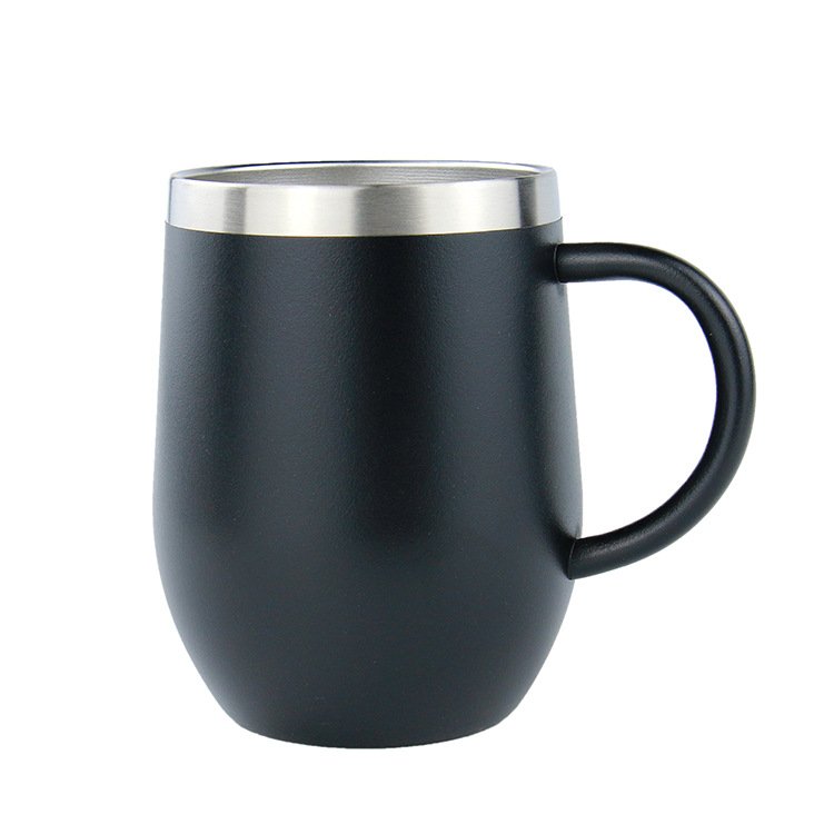 12oz Stainless Steel Insulated Coffee Mugs Spill-Resistant Lid u shape tumbler with handle