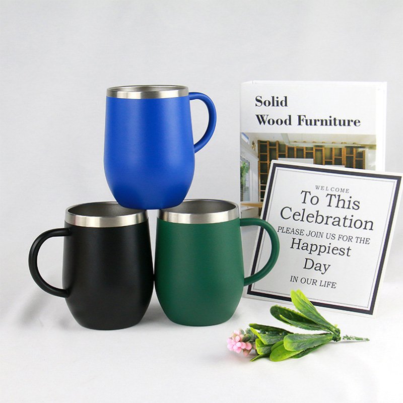 12oz Stainless Steel Insulated Coffee Mugs Spill-Resistant Lid u shape tumbler with handle