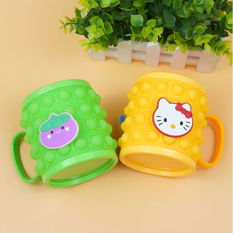 Silicone Push Bubble Fidget Popper Pop Water Mugs With Handle Holder