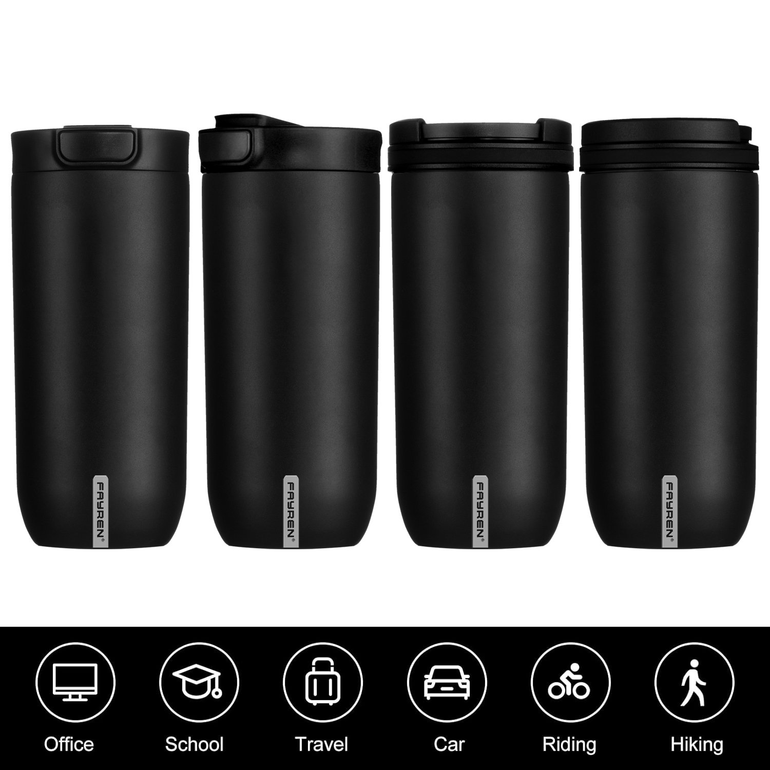 Customized Coffee Cup Stainless Steel Water Bottle Travel Mug Double Wall Vacuum Insulated Tumbler with Lid Straw Fits in Car