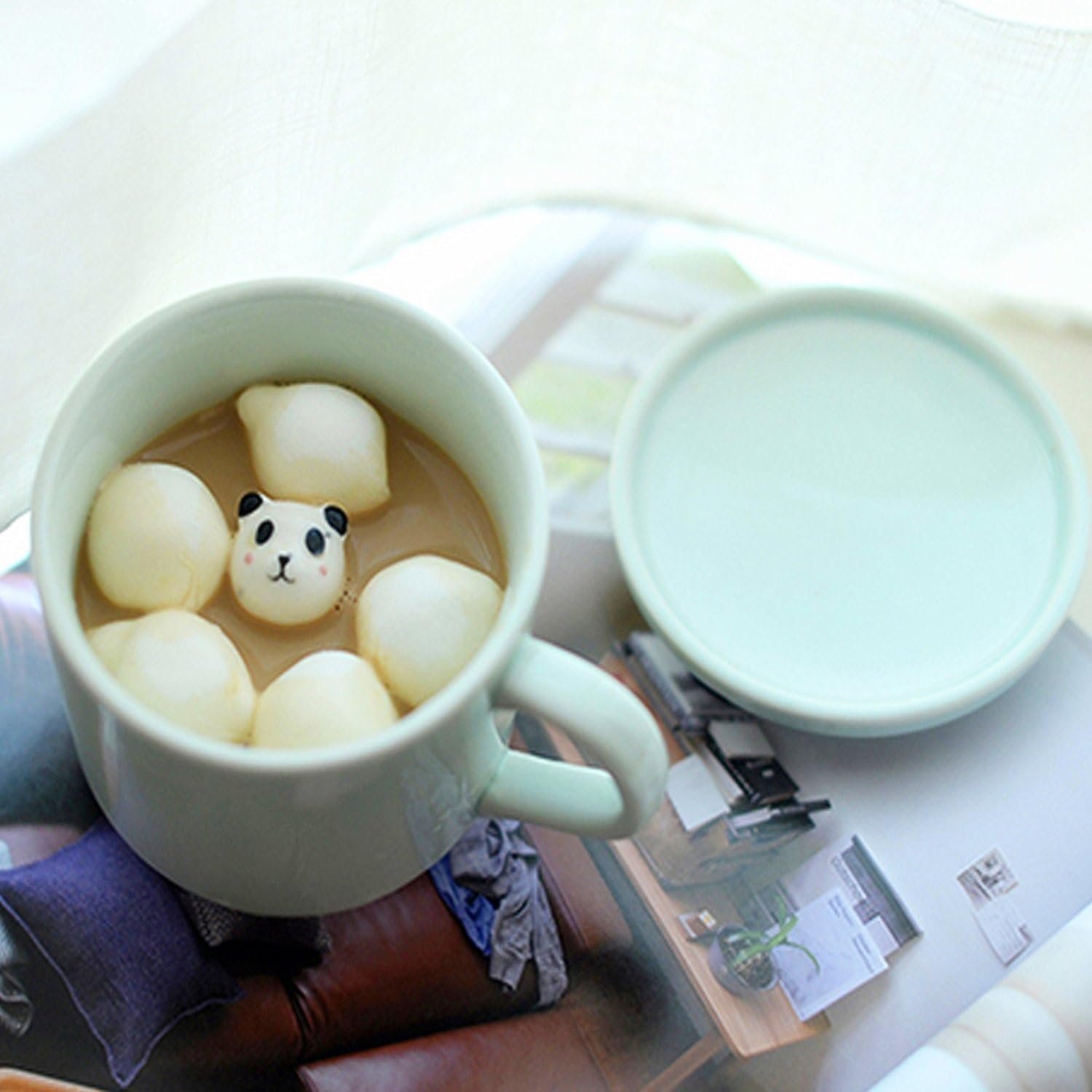 amazon hot selling 2023 Coffee Mug Cute Animal 3D Panda Inside Cartoon Ceramics Figurine Tea cup Gift for Tea Juice Milk