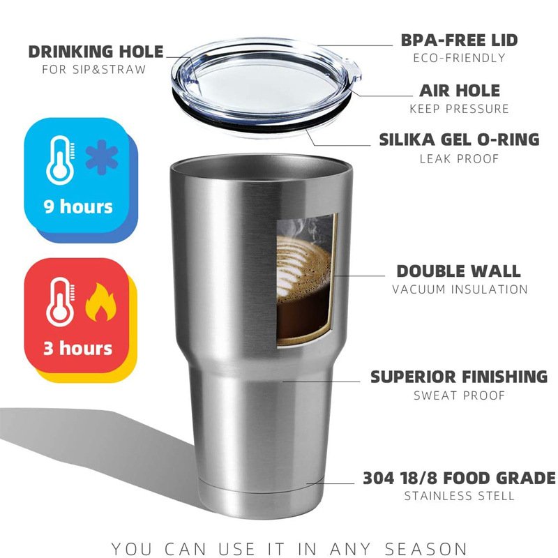 Colorful Customize 30 oz Tumbler Beer Stainless Steel Vacuum Double Walled Tumbler Travel Coffee Mug For Keep Cold Or Hot Drink