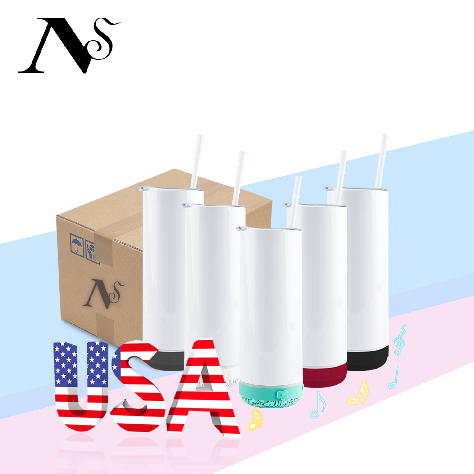 20 oz double wall vacuum flask insulated coffee mug blue tooth music sublimation tumblers with speaker usa
