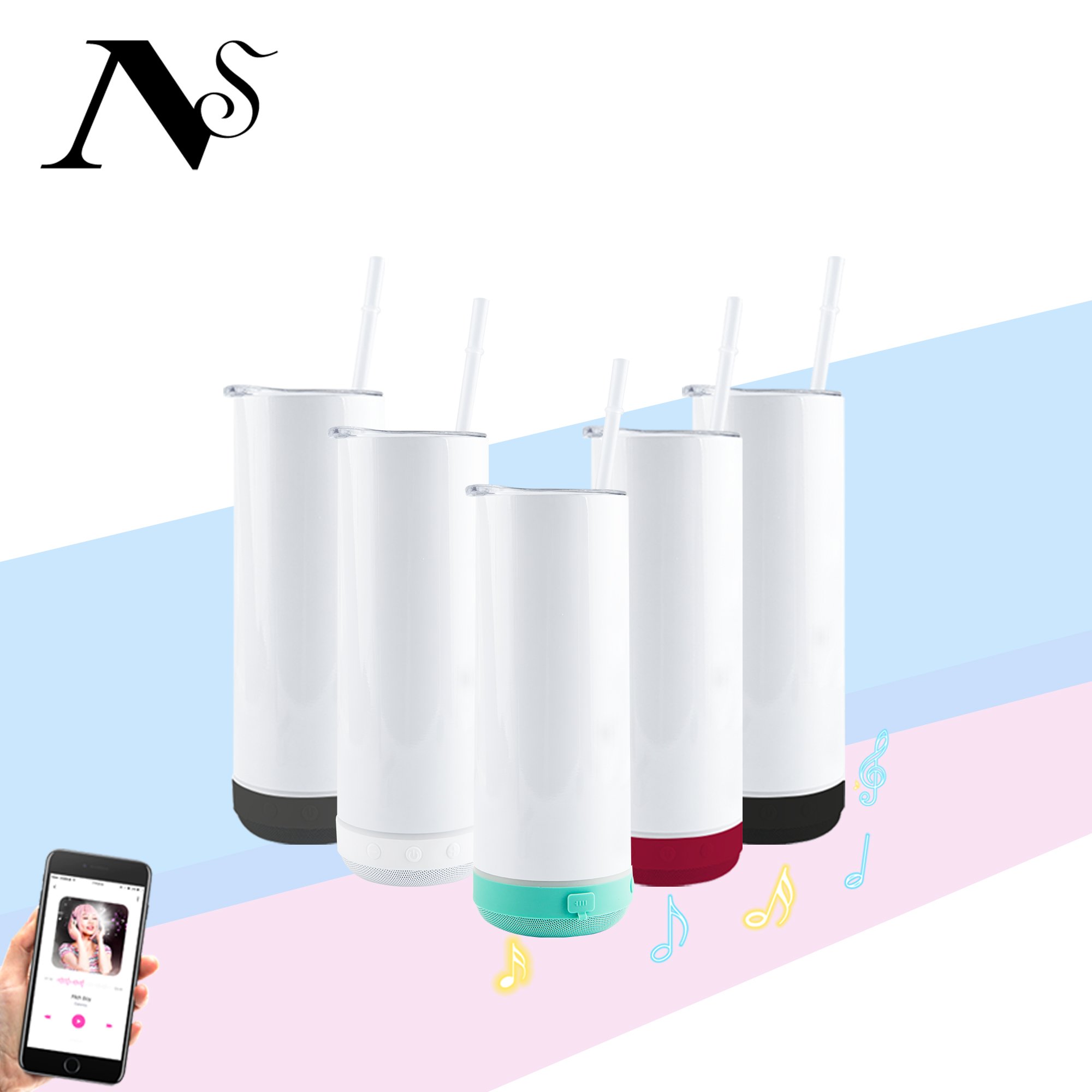20 oz double wall vacuum flask insulated coffee mug blue tooth music sublimation tumblers with speaker usa