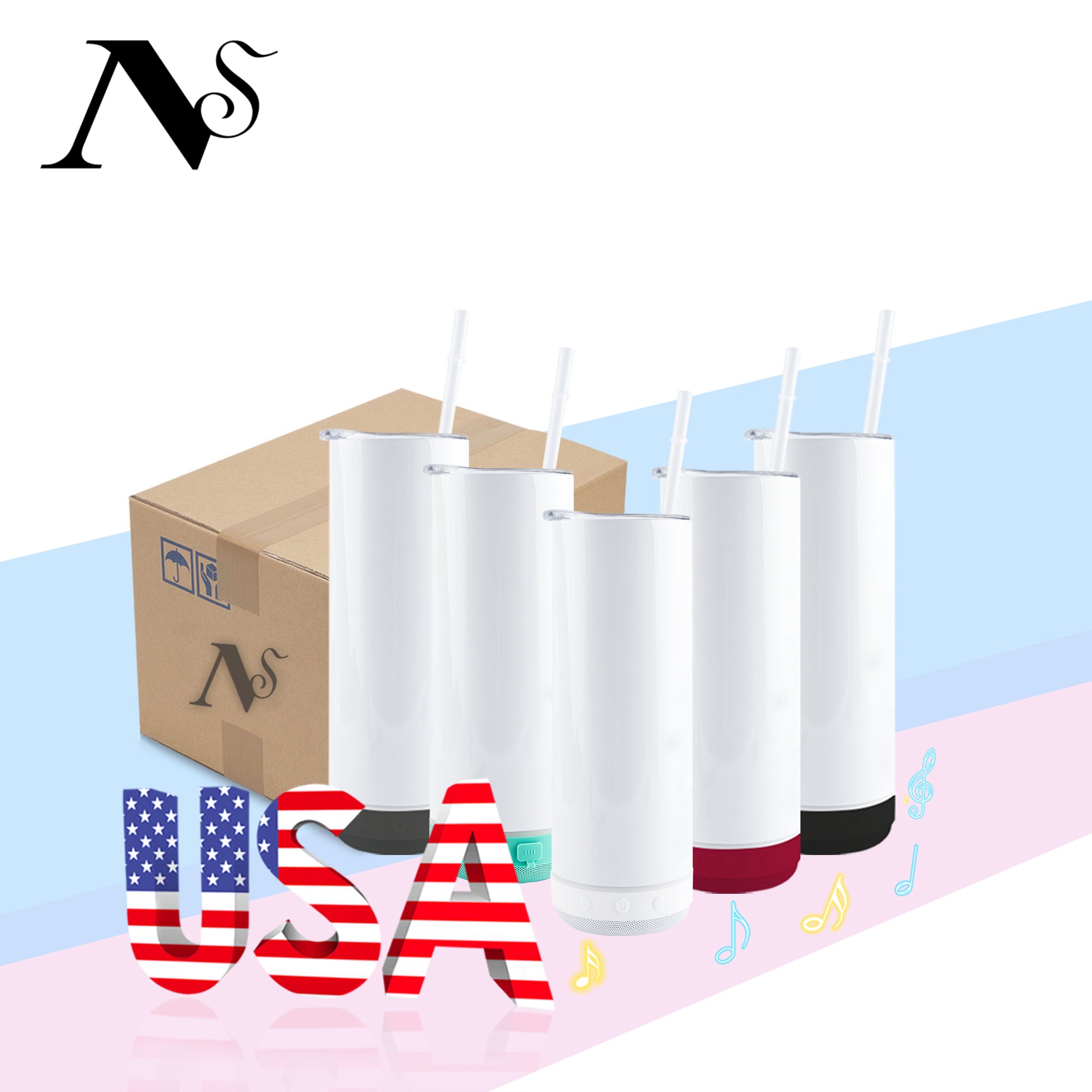 20 oz double wall vacuum flask insulated coffee mug blue tooth music sublimation tumblers with speaker usa