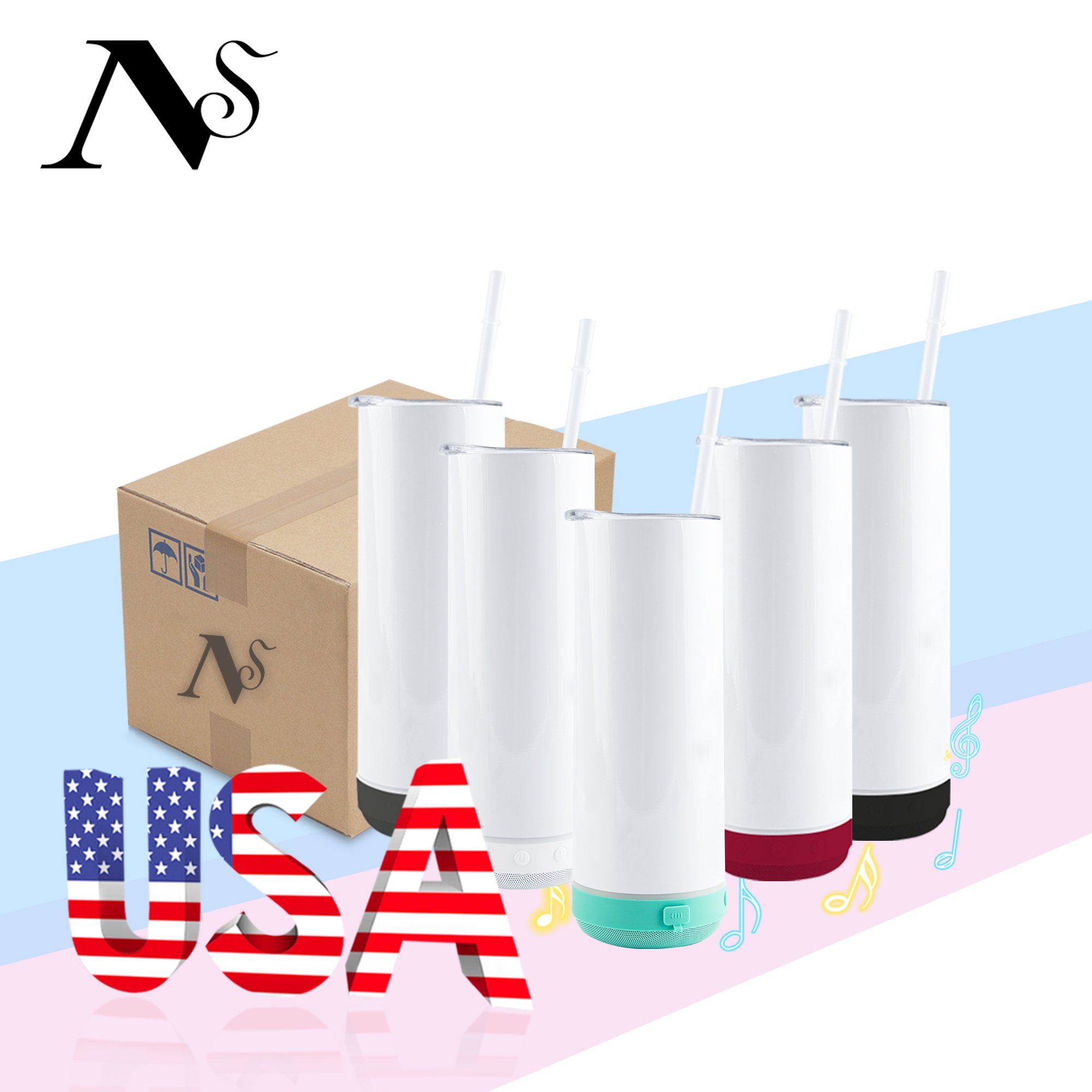 20 oz double wall vacuum flask insulated coffee mug blue tooth music sublimation tumblers with speaker usa