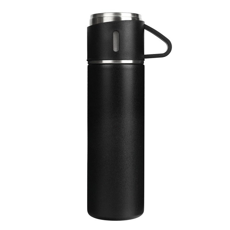 Corporate Business Double Wall Insulated Vacuum Flask Travel Mug Gift Set Stainless Steel Thermal Bottle and 2 Cups