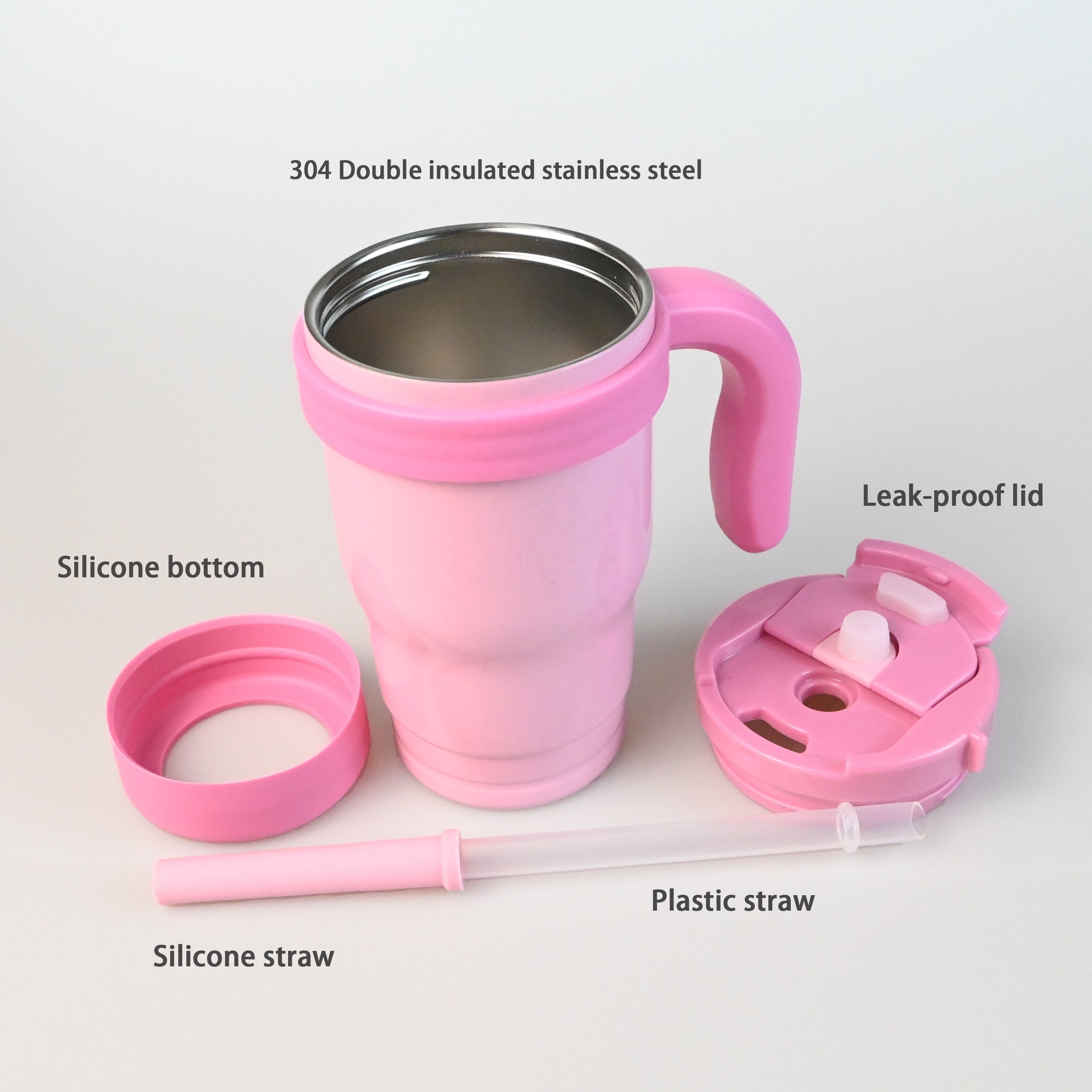 14oz Kids Tumbler with Handle Insulated Stainless Steel Mug with Lid and Straw Double Wall Vacuum Sippy Cup