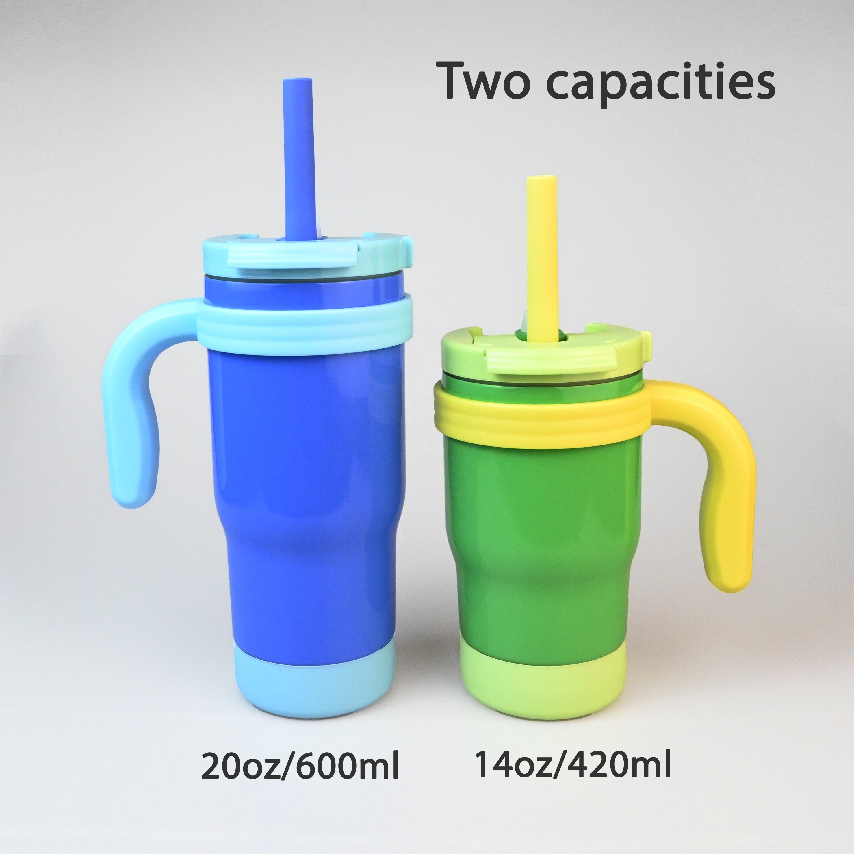 14oz Kids Tumbler with Handle Insulated Stainless Steel Mug with Lid and Straw Double Wall Vacuum Sippy Cup