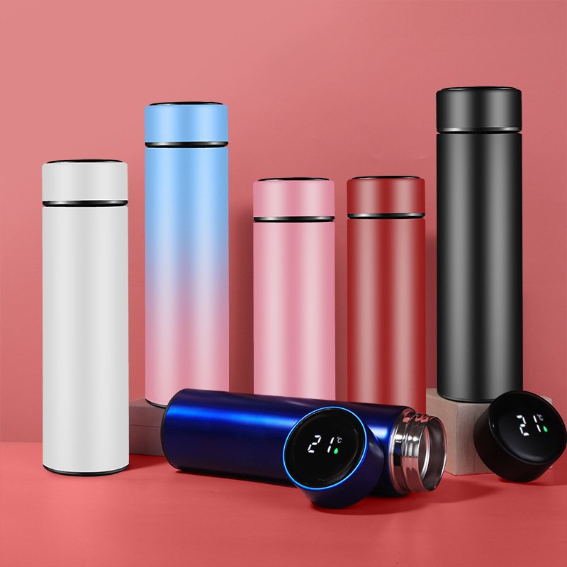 2021 Double-layer Stainless Steel Vacuum Display Measuring Cup cangkir termos Flask Gift Smart Touch Temperature Custom Logo Mug
