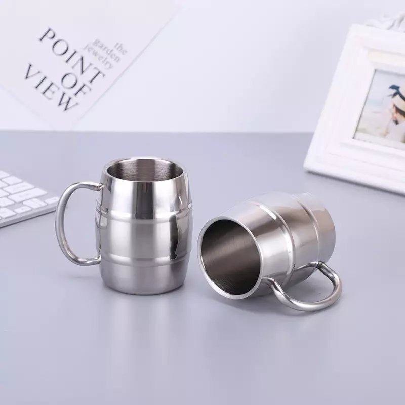 New Design Double Wall Stainless Steel Coffee Cup Insulated Beer Mug With Handle