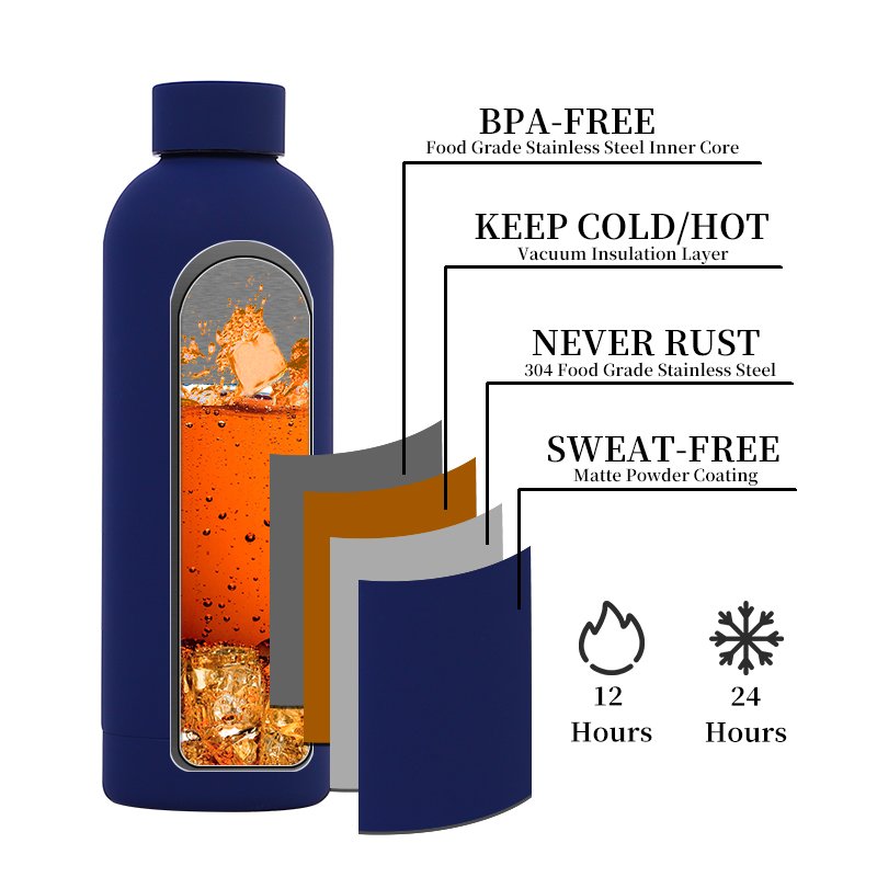 Custom Logo 500ml 17oz Outdoor Double Wall 18/8 Stainless Steel Insulated Termo Vacuum Flasks Sport Travel Drink Water Bottle