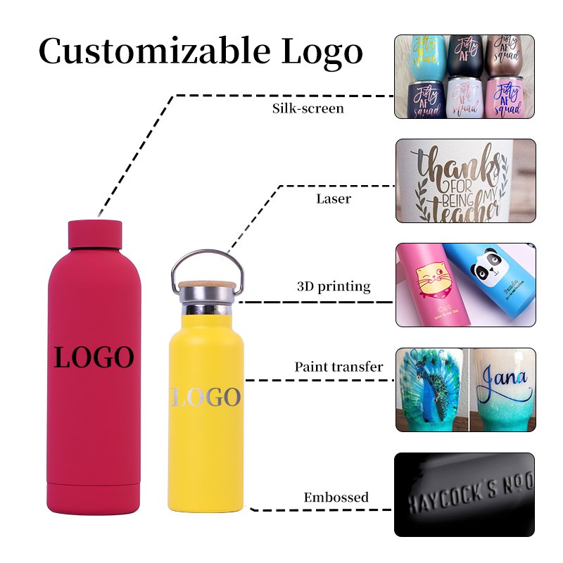 Custom Logo 500ml 17oz Outdoor Double Wall 18/8 Stainless Steel Insulated Termo Vacuum Flasks Sport Travel Drink Water Bottle