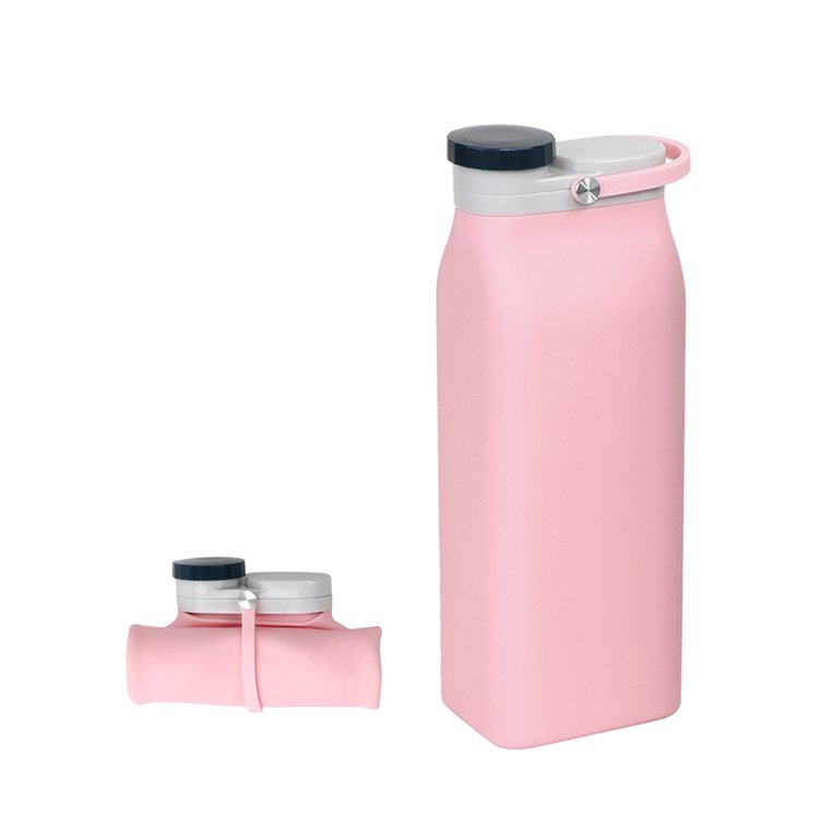 Eco friendly travel 500ml portable recyclable drink collapsible silicone folding foldable silicone water bottle