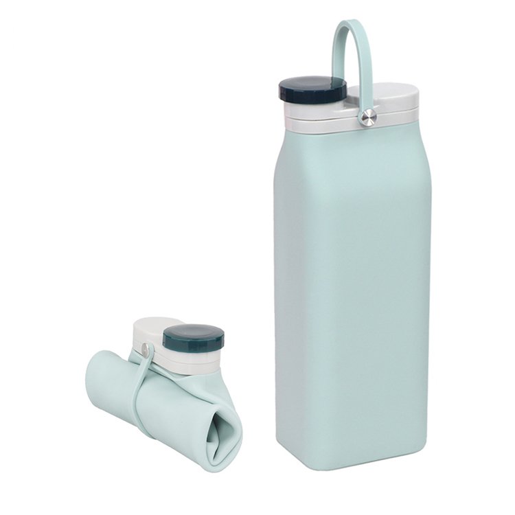 Eco friendly travel 500ml portable recyclable drink collapsible silicone folding foldable silicone water bottle