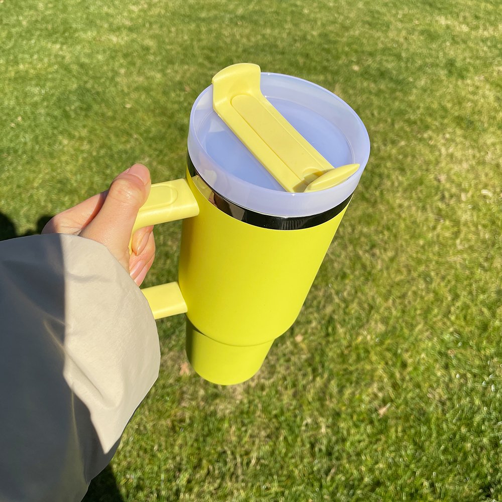 USA warehouse 40oz lemon orange matt tumbler black mirror under plated vacuum camper water bottle coffee mug for custom laser