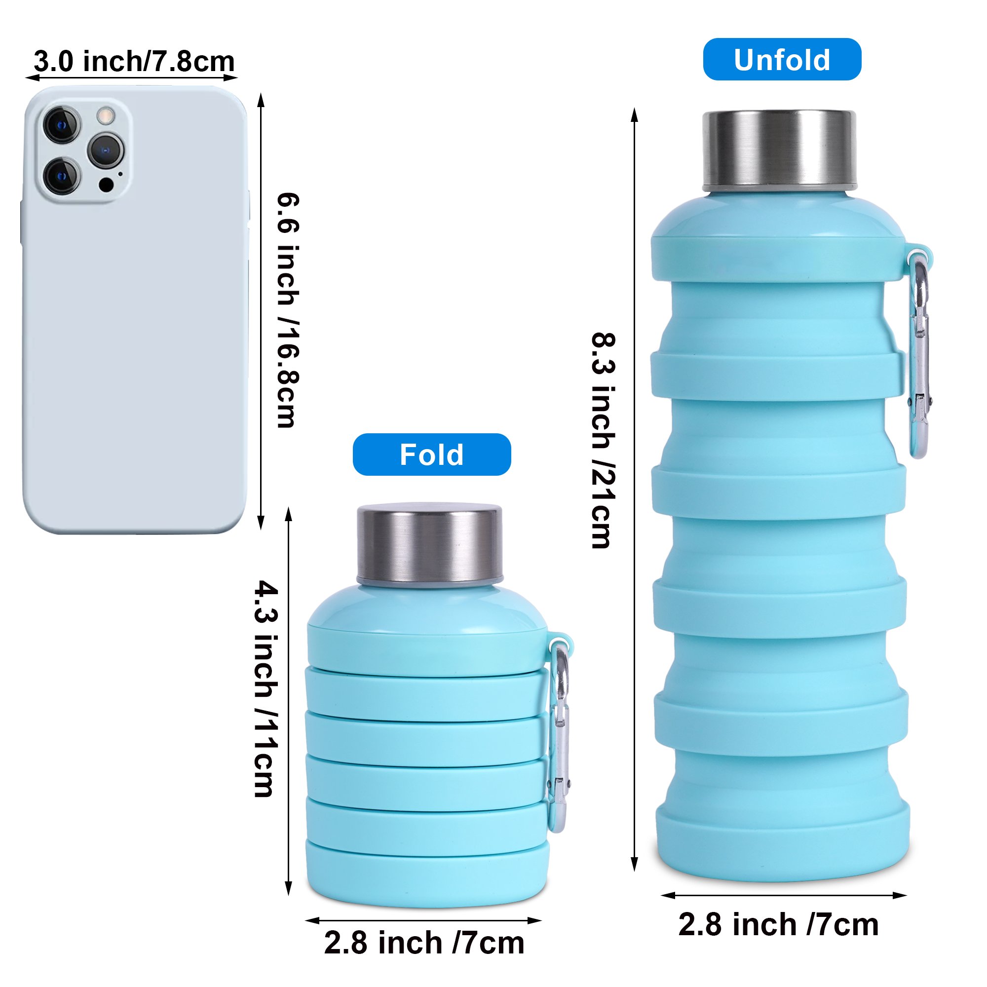 Factory wholesale reusable BPA free outdoor foldable silicone collapsible travel water bottle