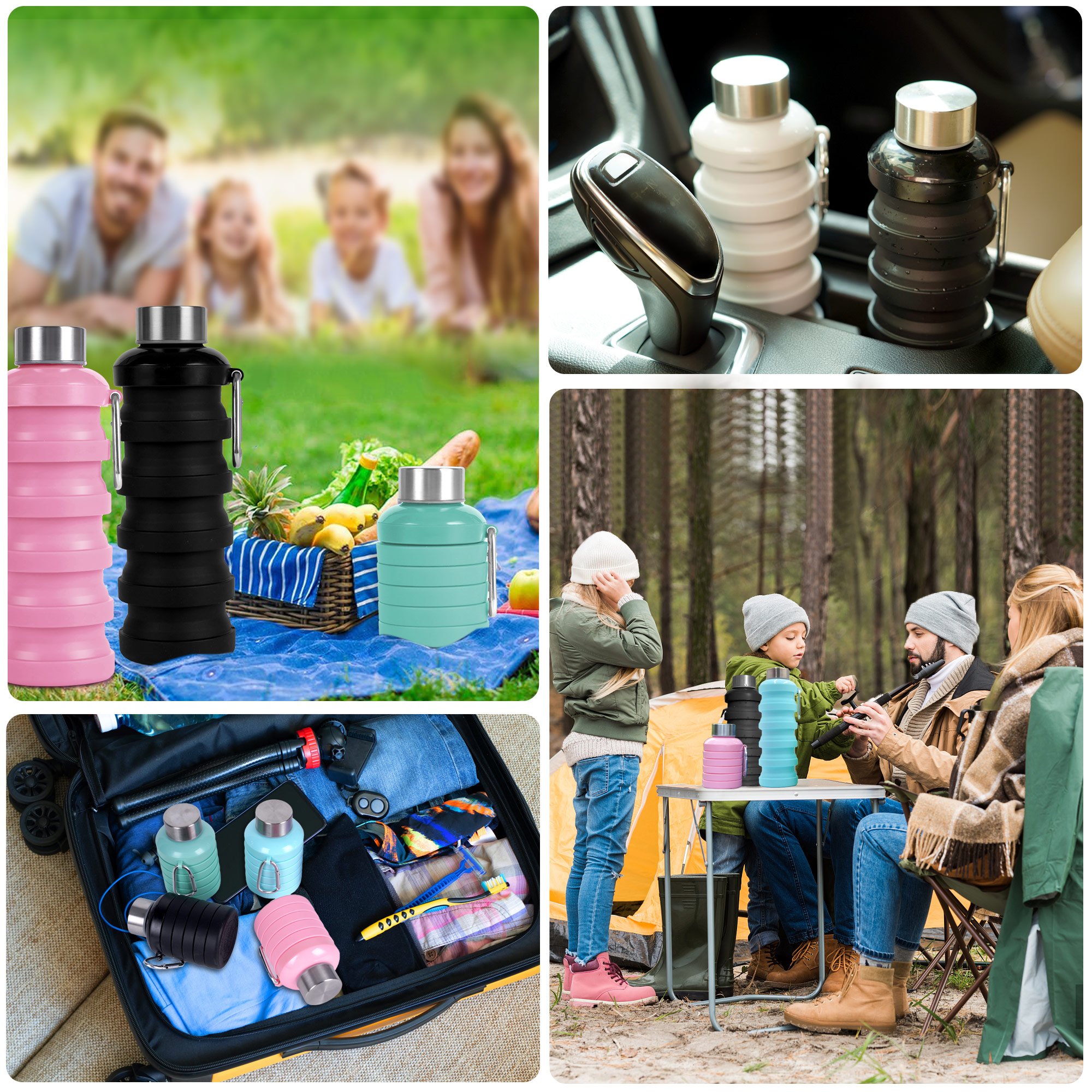 Factory wholesale reusable BPA free outdoor foldable silicone collapsible travel water bottle