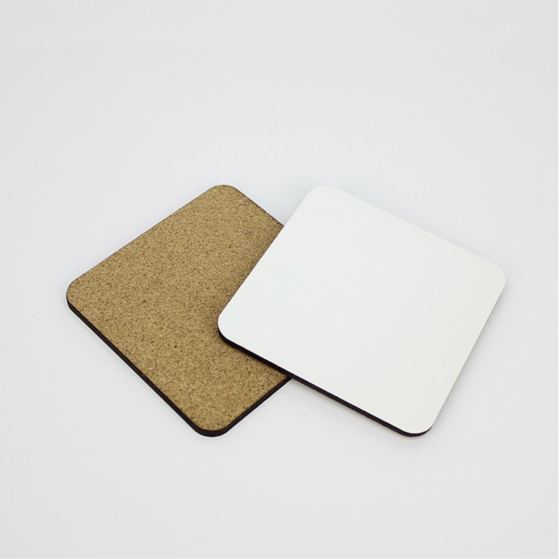 High Quality 10CM Sublimation blank MDF Wooden Cork coaster DIY printing Square shape mug coasters