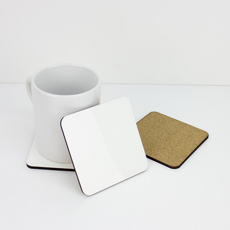 High Quality 10CM Sublimation blank MDF Wooden Cork coaster DIY printing Square shape mug coasters