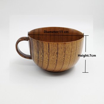 Handmade Wooden Beer Glass Small Drinking Tea Milk Mug Unique Wine Coffee Cup with Handle