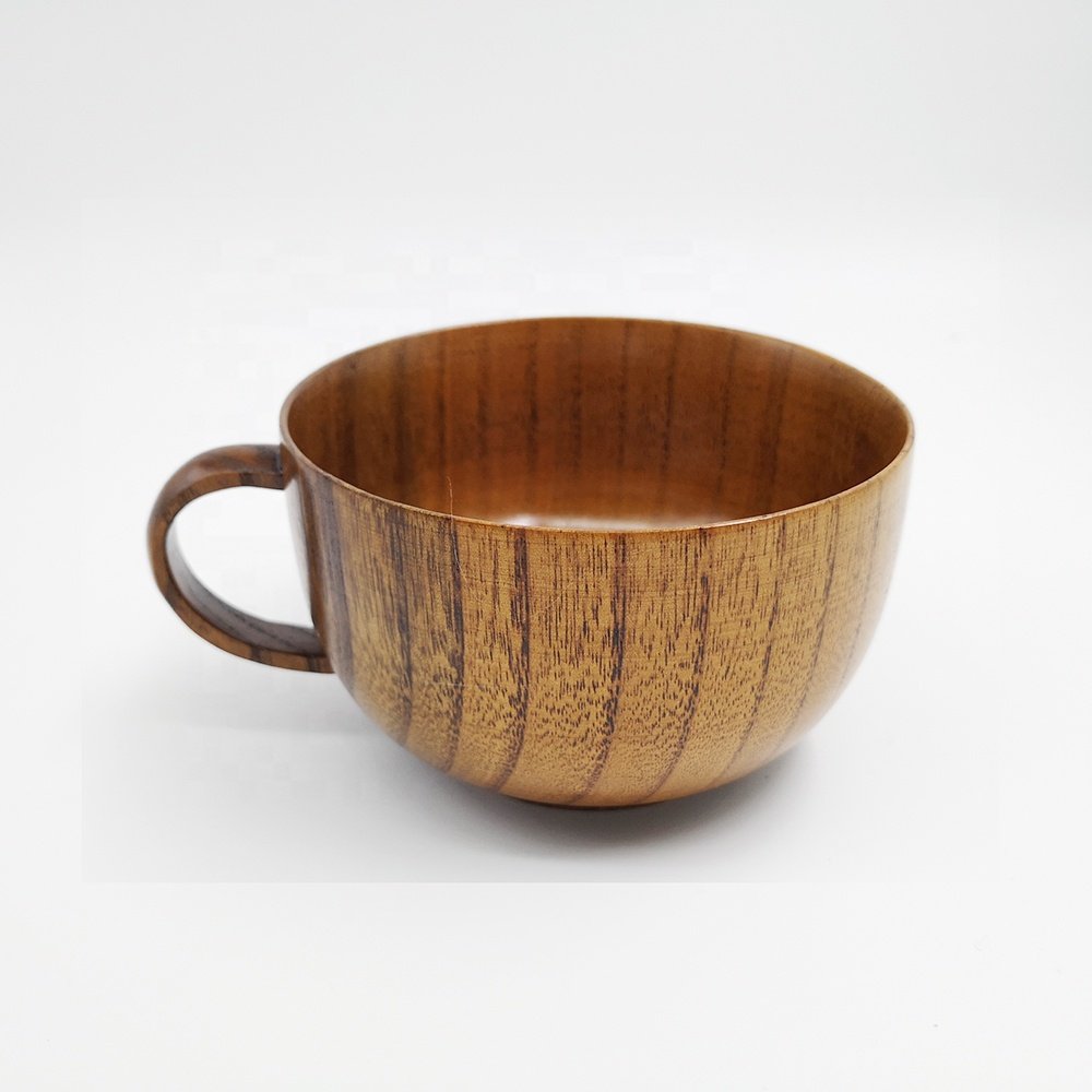 Handmade Wooden Beer Glass Small Drinking Tea Milk Mug Unique Wine Coffee Cup with Handle
