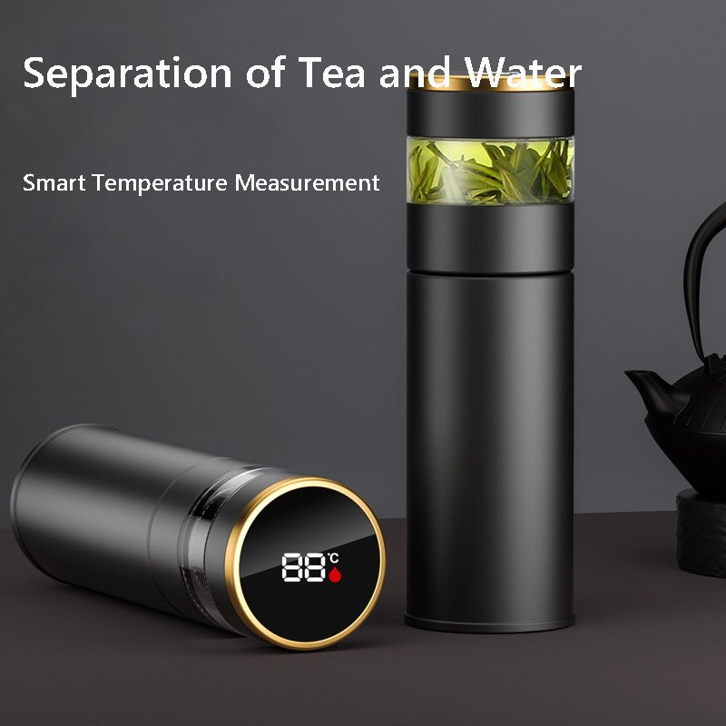 450ml double wall vacuum insulated smart thermos 316 stainless steel business tea water bottle with infuser