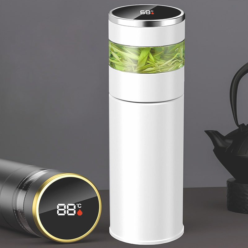 450ml double wall vacuum insulated smart thermos 316 stainless steel business tea water bottle with infuser