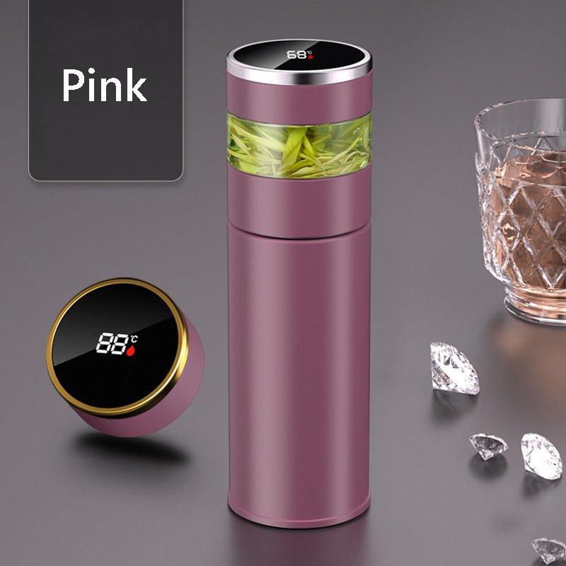 450ml double wall vacuum insulated smart thermos 316 stainless steel business tea water bottle with infuser