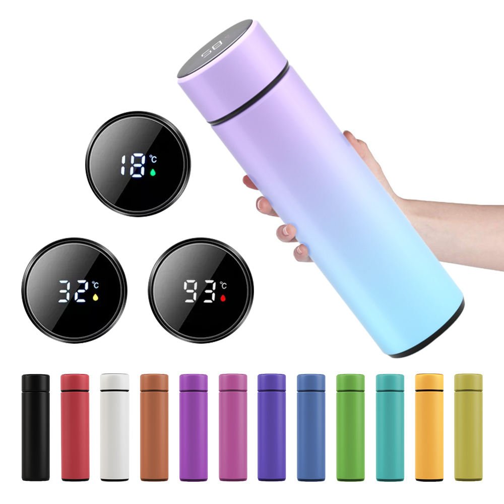 Customized 500ml/17OZ Smart Water Bottle Led Display Stainless Steel Vacuum Flask Smart Temperature Display Digital Flask
