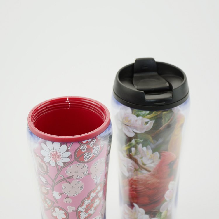 Custom Logo 450ML Coffee Mugs Double Wall Plastic Cup Paper Insert Plastic Cup Tumbler