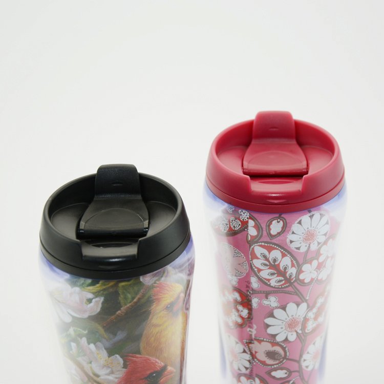 Custom Logo 450ML Coffee Mugs Double Wall Plastic Cup Paper Insert Plastic Cup Tumbler